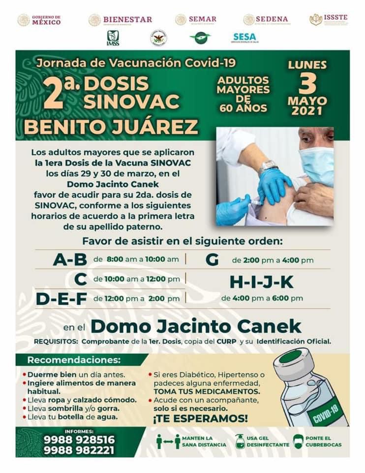 2DA vacunación Cancún Quintana Roo