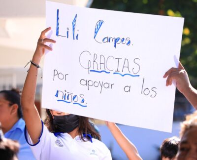 Lili Campos dotará de domos a escuelas de Solidaridad 