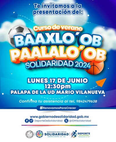 Curso de verano “Baaxlo’ob Paalalo’ob Solidaridad 2024” se dio a conocer en conferencia de prensa sobre las actividades recreativas. Horario.