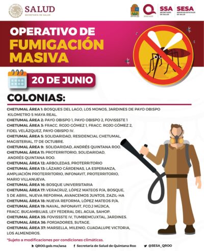 operativo de combate al dengue Enfermedades Transmitidas por Mosquitos en todo Chetumal
