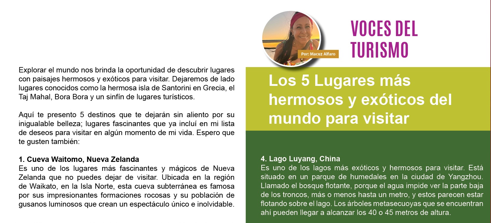 VOCES DEL TURISMO – Lugares hermosos y exóticos del mundo