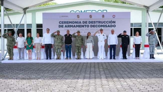 destrucción de armamento asegurado, en coordinación con SEDENA,para la construcción de Paz: Mara Lezama