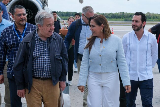 Recibe Mara Lezama en Cancún al Secretario General de la ONU