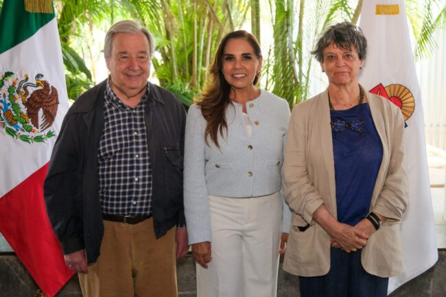 Recibe Mara Lezama en Cancún al Secretario General de la ONU