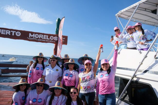 Inició el 8vo. Torneo Internacional de Pesca Femenil “La Diosa del Mar” en Puerto Morelos, con el pitido de salida de Mara Lezama
