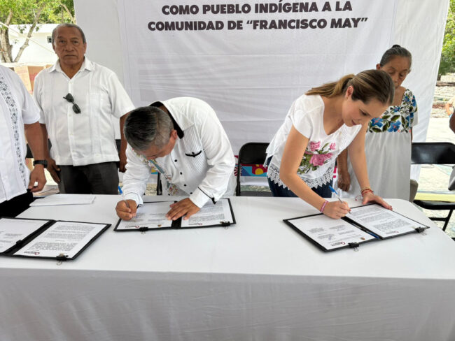 Firma de colaboración entre Isla Mujeres e INMAYA impulsa desarrollo de la comunidad Francisco May y fortalece sus derechos.