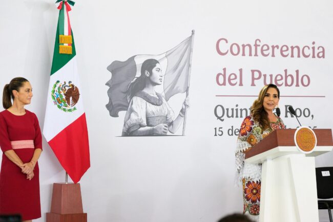 En la conferencia de prensa de Claudia Sheinbaum en Chetumal, Mara Lezama reconoce su respaldo y destaca los avances en Quintana Roo