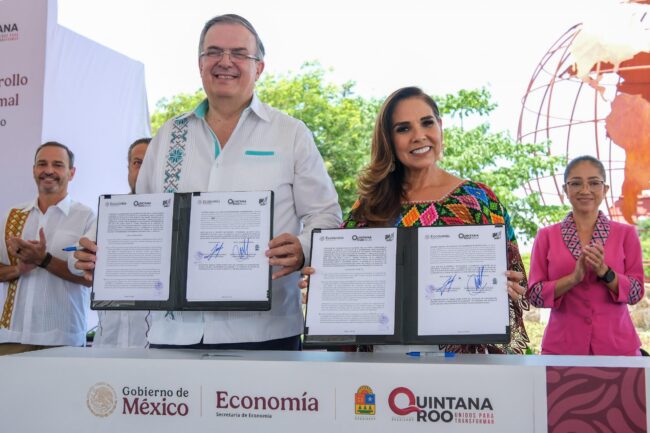 Firma Marcelo Ebrard y Mara Lezama convenio de Coordinación para la Implementación del Desarrollo del Polo de Desarrollo Económico en Chetumal 
