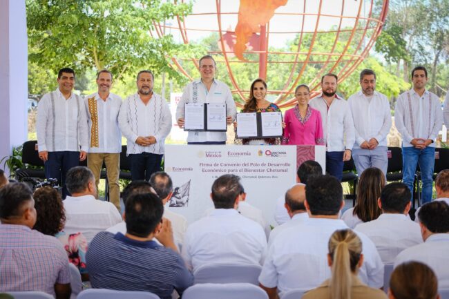 Firma Marcelo Ebrard y Mara Lezama convenio de Coordinación para la Implementación del Desarrollo del Polo de Desarrollo Económico en Chetumal 