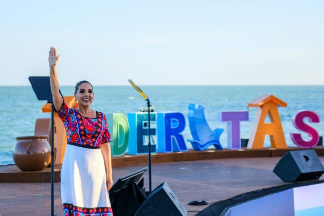 La gobernadora Mara Lezama rinde su 3er informe al pueblo en Calderita, Quintana Roo.