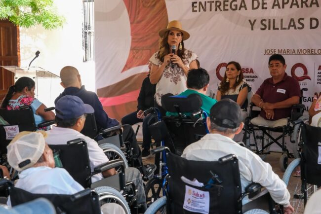 Apoyos funcionales y sillas de ruedas entregados por Mara Lezama, transforman vidas a personas con discapacidad motriz en José María Morelos