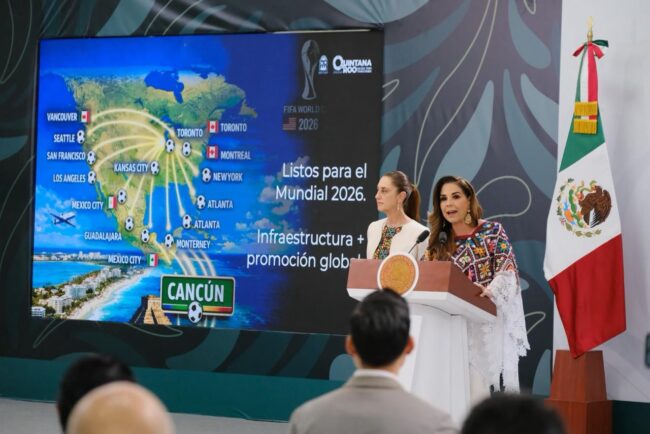 Conferencia matutina de la presidenta de Méxcio Claudia Sheinbaum en Quintana Roo: Mara Lezama destaca crecimiento, inversión y justicia social.