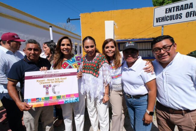 Mara Lezama inaugura Caminos Ancestrales, corredor de murales en Felipe Carrillo Puerto con el proyecto Senderos Seguros y arte maya.
