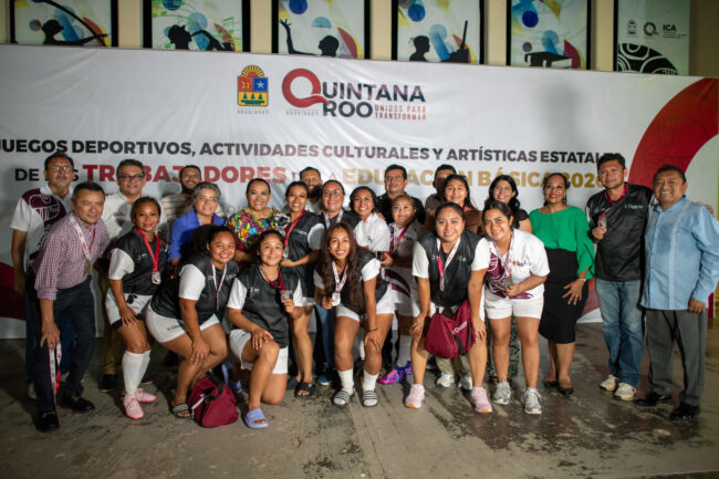 Clausura de los Juegos Deportivos, Actividades Culturales y Artísticas Estatales 2026 reunió a mil 650 trabajadores del estado de Quintana Roo. 