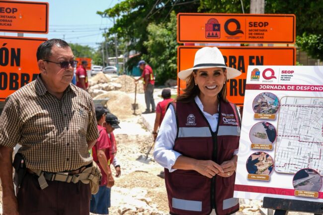 Mara Lezama supervisa el Programa de atención a desfondes en Chetumal para rehabilitar vialidades y prevenir socavones.