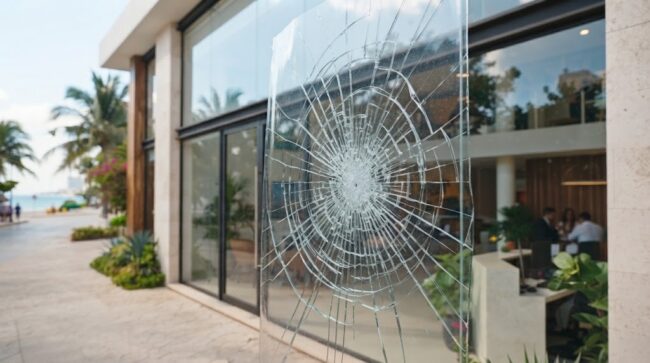 Película de seguridad para cristales que ayuda a contener fragmentos