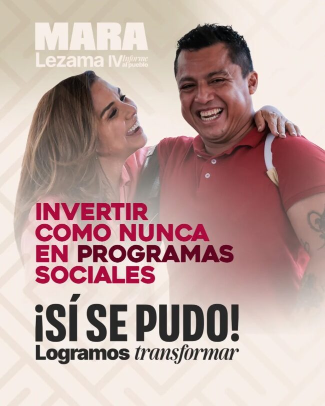 Cuarto Informe Mara Lezama destaca avances en Quintana Roo: pobreza, salud, seguridad, turismo, movilidad e infraestructura. 