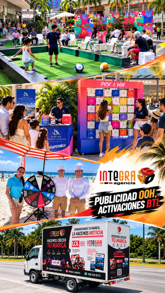 Agencia Integra 360 cuenta con mobiliario especializado para activaciones BTL en Cancún y eventos corporativos. También con publicidad exterior OOH