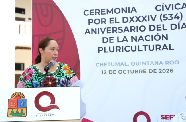 IRAZU SARABIA en la ceremonia del aniversario DXXXIV del Día de la Nación Pluricultural