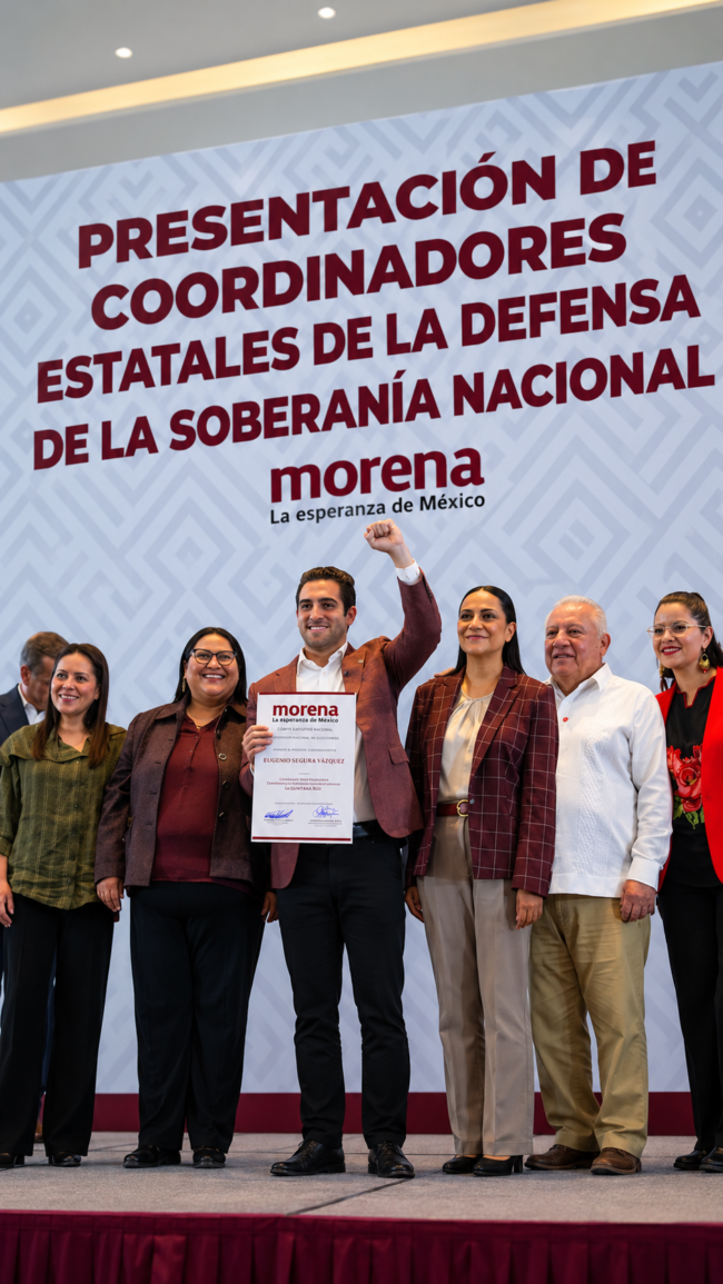 Eugenio Segura Vázquez durante su ratificación ante el Consejo Nacional de Morena.